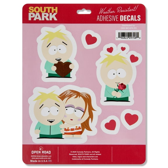 South Park Butters Valentine 3 Piece Adhesive Vinyl Decals