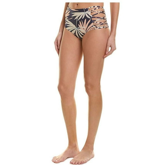 L SPACE Women's Navy Palm Bikini Bottom , XS