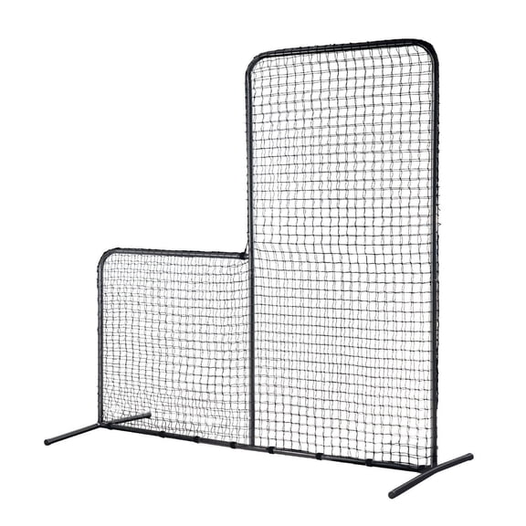 L Screen Baseball Netting, 7x7ft Batting Cage Protector, Softball Pitching Screen, Portable Baseball Safety Net w/ Carry Bag & Stakes