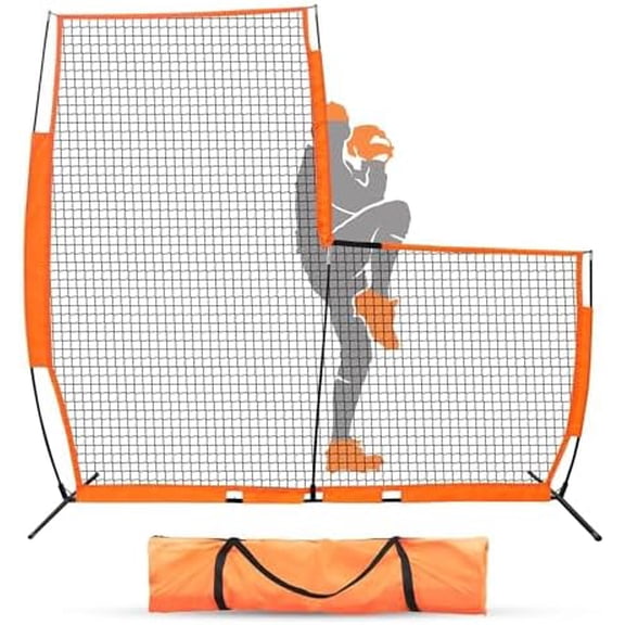 L Screen Baseball Screen Pitching Screen for Batting Cage, Lightweight Pitch Training Ball Accessory, Pitcher Protection 7x7 ft L-Screen Pitching Net Protector Net for Pitcher Safety