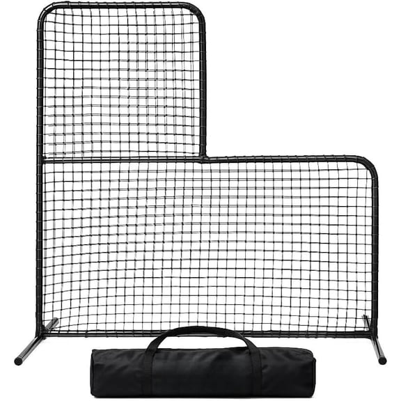 L Screen Baseball Screen Pitching Screen for Batting Cage Pitcher Protection 7x7 ft Protector Net Includes Portable Carry Bag
