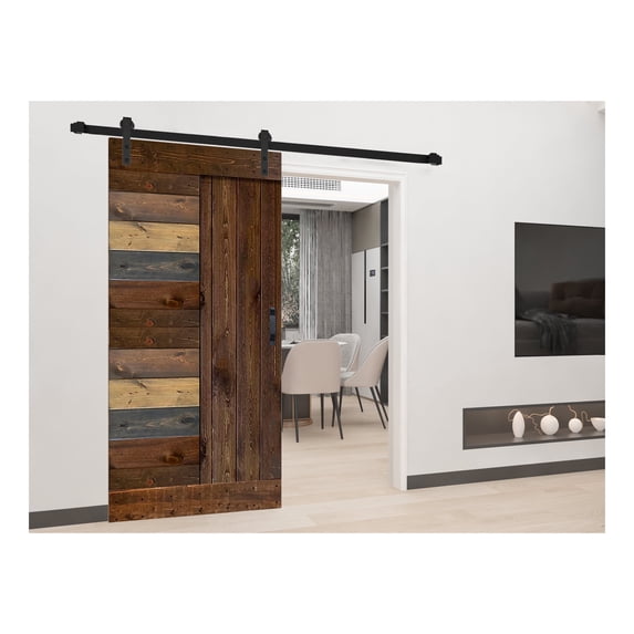 L Series 36in. X 84in. Multi-Color Finished DIY Solid Wood Sliding Barn Door With Hardware Kit - Assembly Required