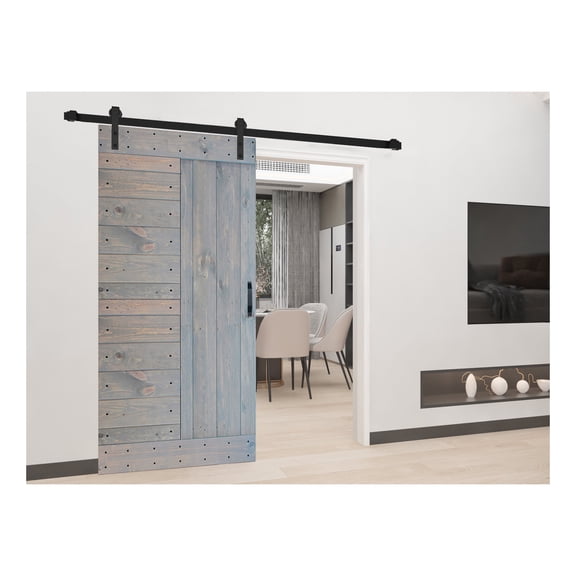 L Series 42in. X 84in. French Gray Finished DIY Solid Wood Sliding Barn Door With Hardware Kit