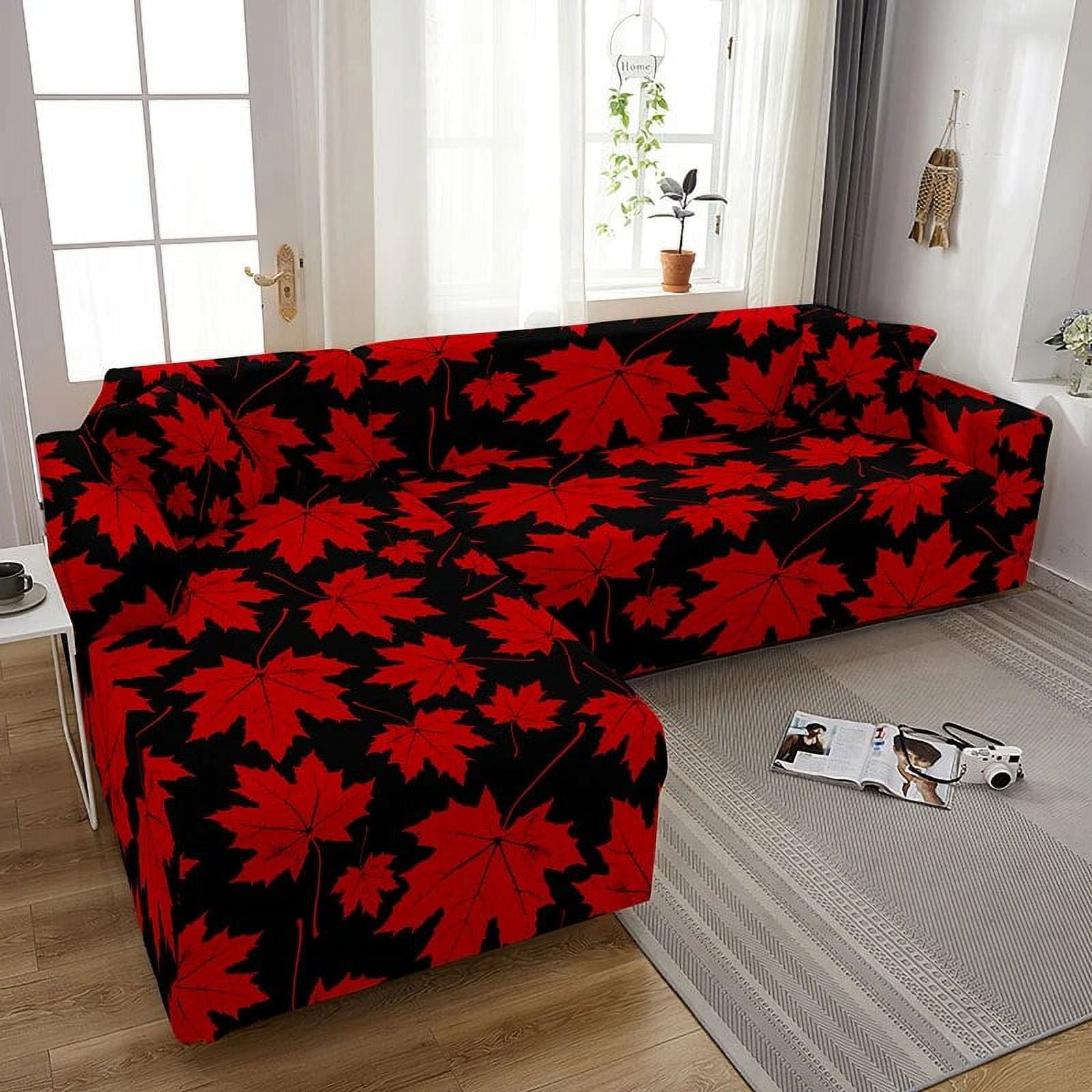 L Shape Autumn Maple Leaves Sofa Cover For Living Room Tree Leaf