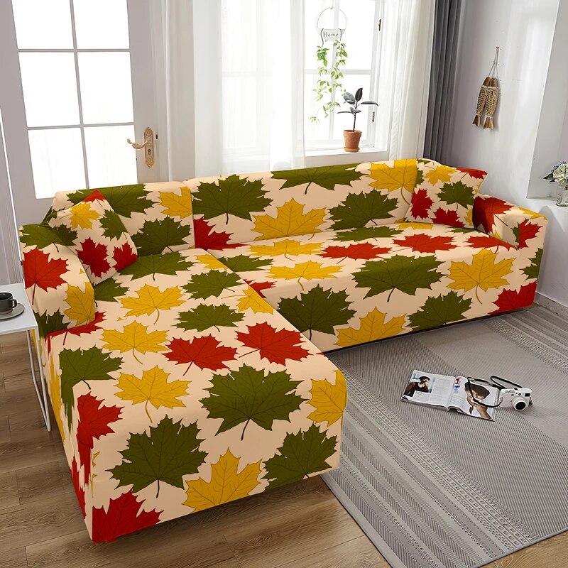 L Shape Autumn Maple Leaves Sofa Cover For Living Room Tree Leaf