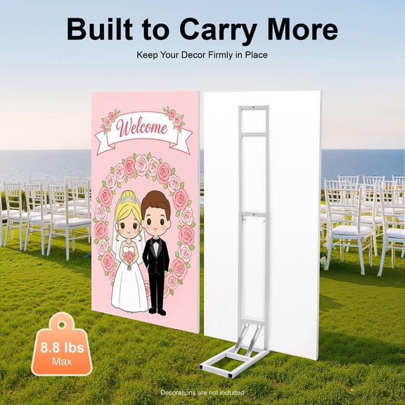 L-Shape Background Backdrop Stand Kit 19.7in x 6.6 ft High (Adjustable)Lightweight Easy to Carry and Storage Wedding Arch Backdrop Stand,Background Decoration