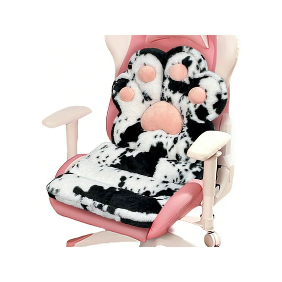 L-Shape Cat Paw Cushion, Kawaii Chair Pillow Faux Rabbit Fur,Gaming Chair Cushion For Gamer Girl, Comfy Plush Seat Cushion For Room Decor, Office Chair Cushion Cute