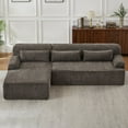 thumbnail image 1 of L-Shape Chenille Luxury Sectional Sofa with Side Pocket, Oversized Mnimalist Design Couch, Comfy Sleeper Sleeper Sofa Couch for Living Room, Apartment, No Assembly Required, Brown, 1 of 9