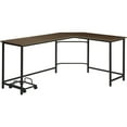 thumbnail image 1 of L Shape Computer Desk with CPU Holder and Casters Brown - Saltoro Sherpi, 1 of 5