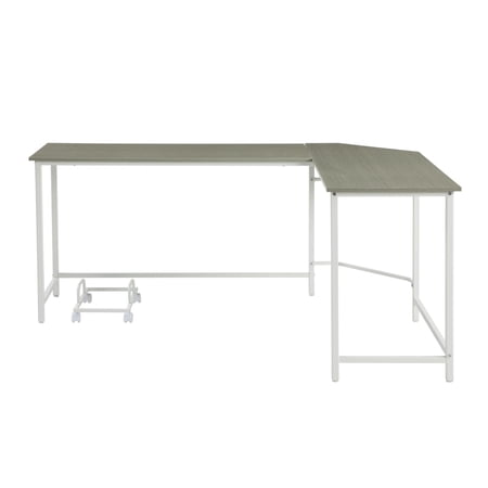 L Shape Computer Desk with CPU Holder and Casters, Gray