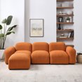 thumbnail image 1 of L-Shape Convertible Sectional Sofa, DIY Combination Modular Sofa with Thick Cushion, Oversized Accent Couch with Reversible Chaise, 4-Seater Sofa for Living Room Bedroom Apartment Office, Orange, 1 of 9