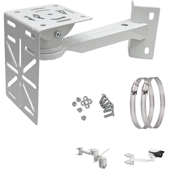 L-Shape Dome Camera Bracket, Wall Ceiling Mount for Security Cameras, Mount,Corner (Vertical Pole Bracket+Hoop 7.8 in )