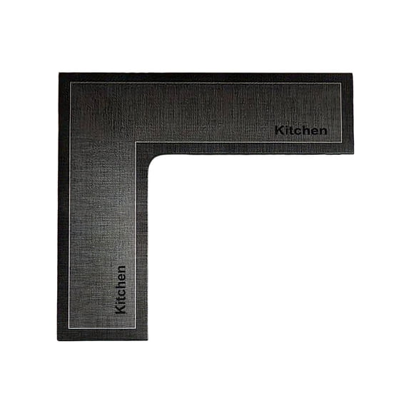 L Shape Floor Mat, Cushioned Non Slip Corner Rugs for Kitchen Floor, Absorbent Comfort Standing Mats for Kitchen, Office, Home (Black, 47.2x47.2in)