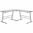 thumbnail image 1 of L-Shape Glass Computer Desk - Silver Frame - Spacious Design, 1 of 1