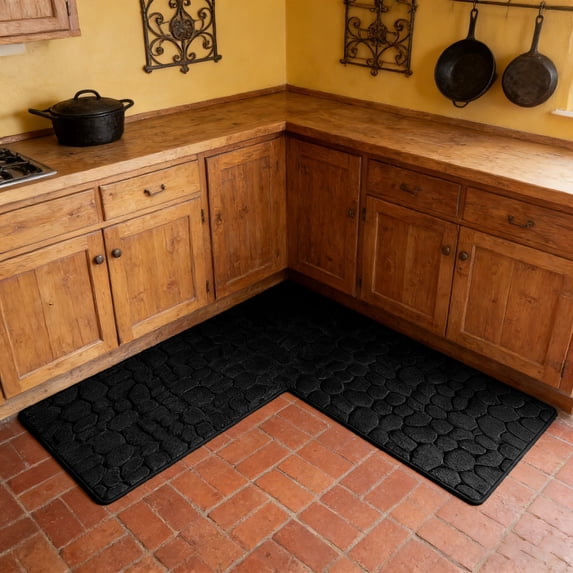 L Shape Kitchen Mat, Non-Slip Corner Kitchen Mats for Floor, L Shape Rug, Absorbent Runner in Front of Sink, Washable Floor Rugs for Home,Kitchen, Bathroom, Office