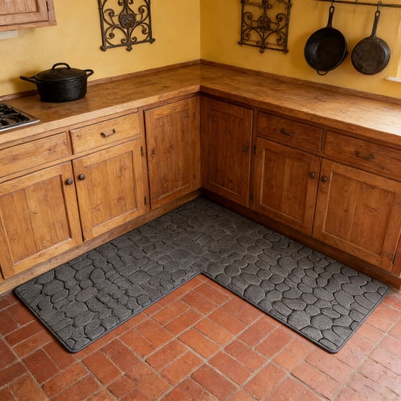 L Shape Kitchen Mat, Non-Slip Corner Kitchen Mats for Floor, L Shape Rug, Absorbent Runner in Front of Sink, Washable Floor Rugs for Home,Kitchen, Bathroom, Office