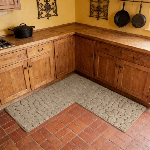 L Shape Kitchen Mat, Non-Slip Corner Kitchen Mats for Floor, L Shape Rug, Absorbent Runner in Front of Sink, Washable Floor Rugs for Home,Kitchen, Bathroom, Office