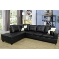 L Shape Leather sofa Couch Modern Sectional Couch with Left Chaise for Living Room Furniture Sets, Black