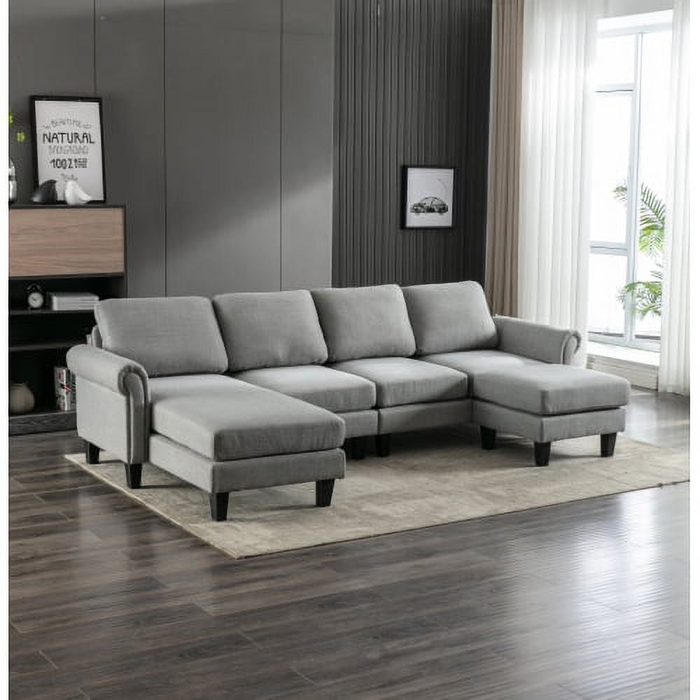 LShape Modular Sectional Sofa, Accent Sofa with Movable Ottoman