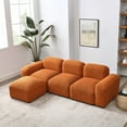 LShape Modular Sectional Sofa DIY Combination Teddy Fabric Orange