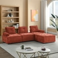 LShape Modular Sectional Sofa, Red Chenille Couch, DIY Combination