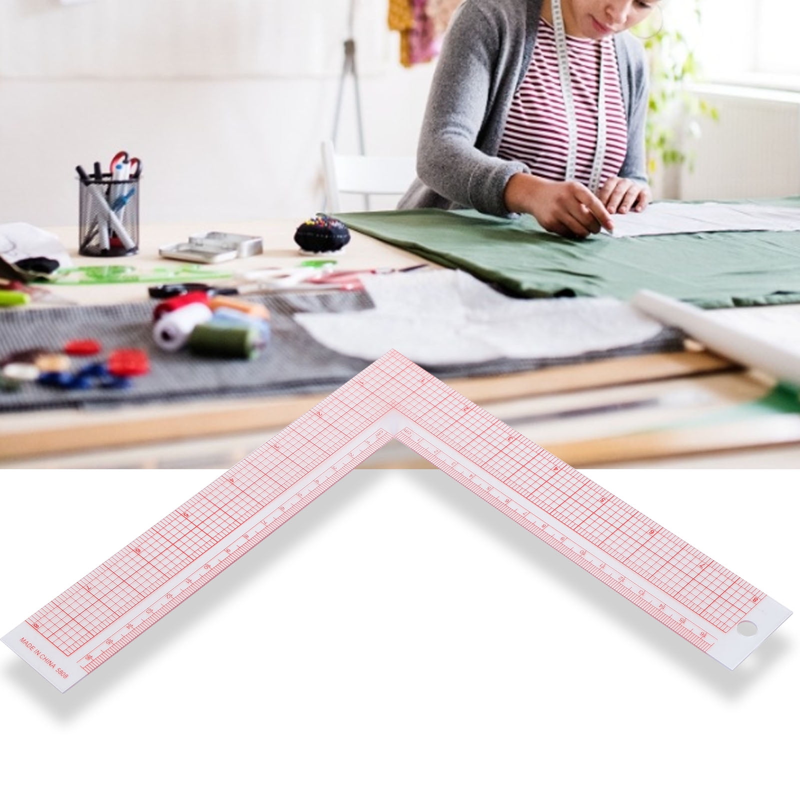 L Shape Ruler, Plastic Sewing Ruler LShaped Right Angle Scale L Shape