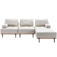 thumbnail image 1 of L-Shape Sectional Sofa 3-Seater Couches with a Removable Ottoman, Comfortable Fabric - Beige, 1 of 6