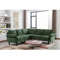 thumbnail image 1 of L-Shape Sectional Sofa Couch, Modern Sectional Sofa Set with Hard Wood Frame, Chenille Fabric 5-Seat Modular Corner Sectional Sofa, Comfy Large Sectional Couch for Living Room Apartment, Emerald, 1 of 7