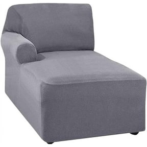 L Shape Sofa Chaise Lounge Cover, Thick Stretch Protector for Living Room Couch Cover, Machine Washable (Grey, Left)