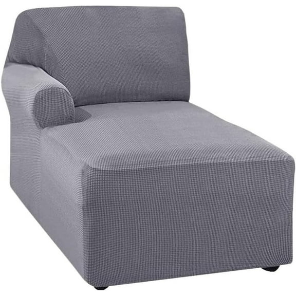 L Shape Sofa Chaise Lounge Cover, Thick Stretch Protector for Living Room Couch Cover, Machine Washable (Grey, Left)