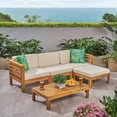 thumbnail image 1 of L Shape Sofa Set for the Outdoors | Suitable for Summer Afternoon Chats | Acacia Wood Construction and Water - Resistant Covering | Large Seating for Guests, 1 of 6