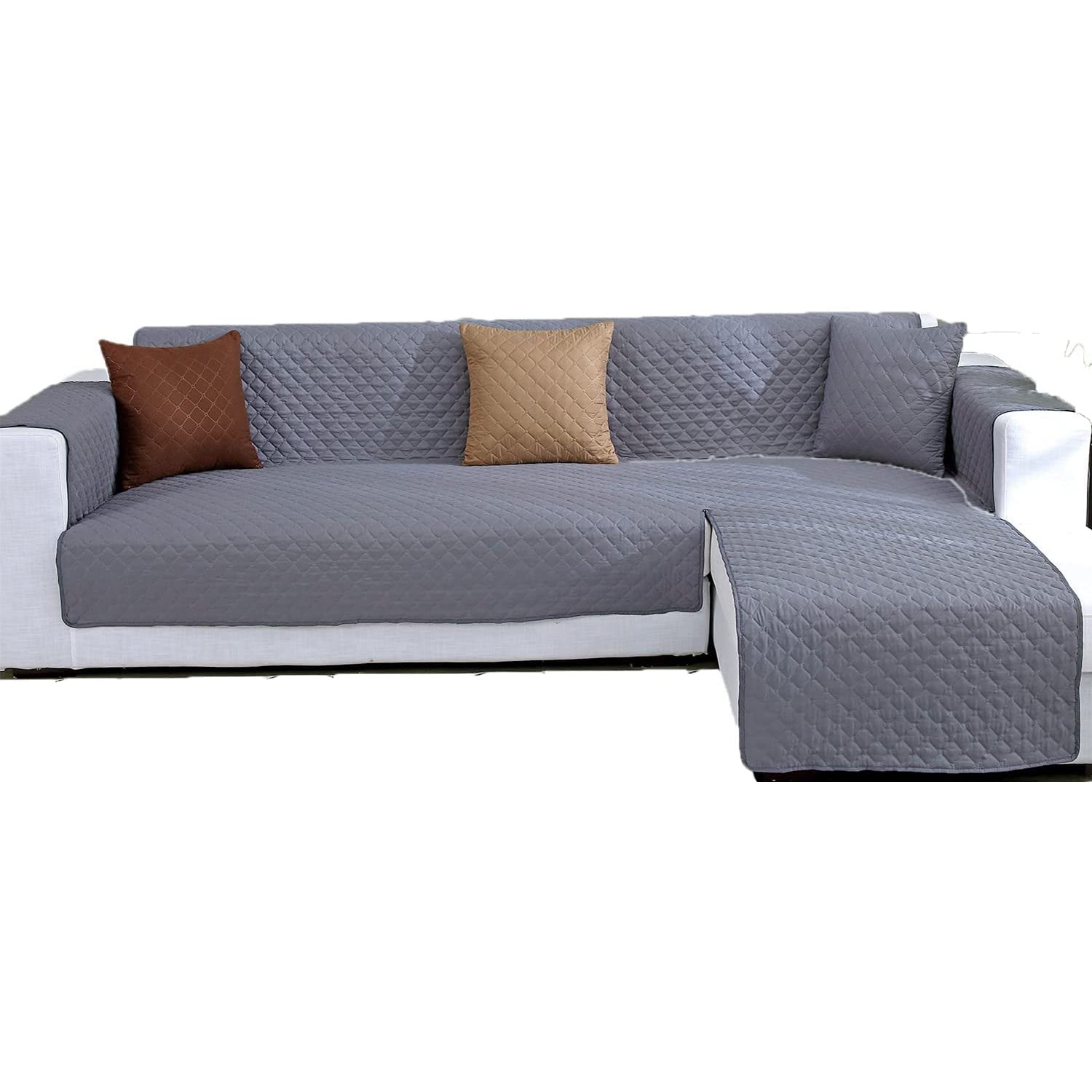 L Shape Sofa Slipcover Reversible Sectional Couch Cover Chaise Lounge Cover Furniture Protector Cover Medium Size Gray Walmart Business Supplies