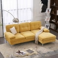 thumbnail image 1 of L Shape Upholstered Sofa Couch with Metal Leg,Modern Chenille Sectional Sofa, Living Room Furniture Sofa Set for Living Room Apartment Office(Yellow), 1 of 7