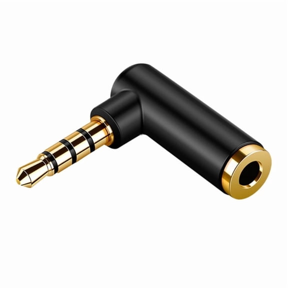 L Shaped 3.5mm Male to Female Audio Adapter 4 Pole Gold Plated Connector for Gaming Headsets & Mobile Devices