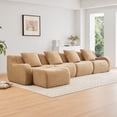 thumbnail image 1 of L-Shaped 4-Seat Boneless Sofa,Teddy Fabric No Assembly Required Curved Armrest,Anti-slip Design, Assembly Chaise,32D High Density Sponge Full Compression Vacuum Packag,For Studies living Rooms,CameI, 1 of 4
