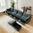 thumbnail image 1 of L-Shaped 4-Seater Sectional Sofa with Storage Ottoman, Crescent Armrests and Wraparound Back Cushions in Soft Chenille Fabric for Modern Living Room, 1 of 9