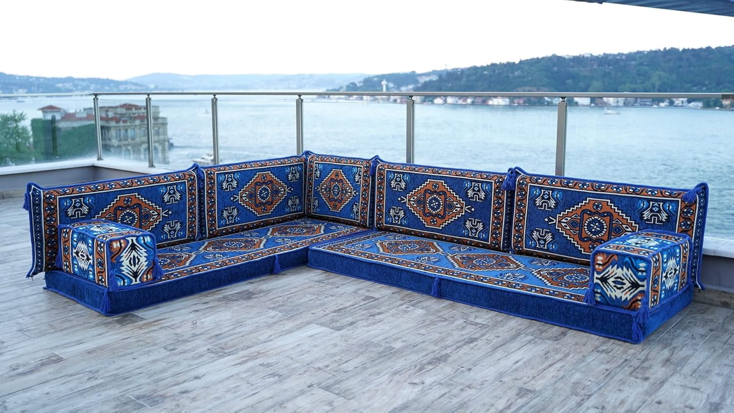 L Shaped Arabic Floor Sofa Set, Turkish Floor Cushions, Patio Sofas ...