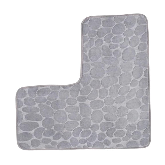 L Shaped Bath Mat Floor Mat Bathroom Rug Water Absorbent Coral Fleece Non Slip for Square Shower Spaces