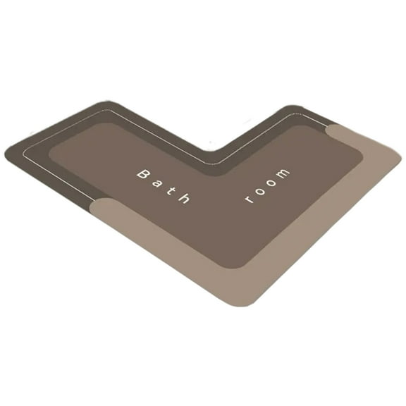 L-Shaped Bathroom Rug - Corner Shower Mat for Bathroom and Living Room, Non-Slip Absorbent Microfiber Carpet with Memory Foam, Machine Washable, High Water Absorption, Anti-Skid Backing