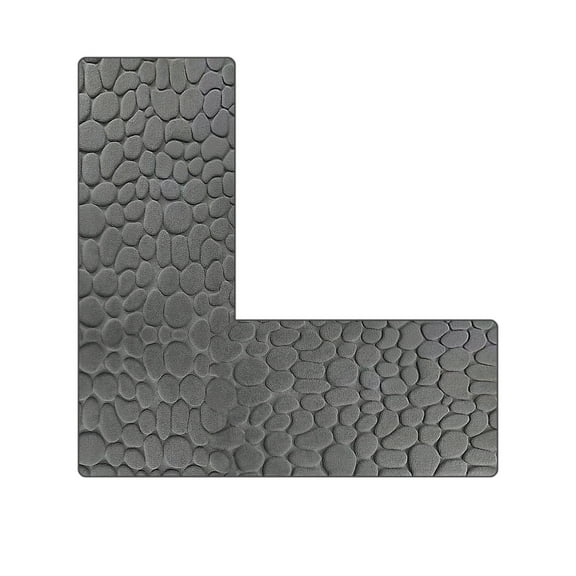 L-Shaped Bathroom Rug with Non-Slip Backing,Absorbent Microfiber Velvet and Memory Foam,Machine Washable Corner Mat for Tub and Shower,Secure Flooring for Wet Areas in Bathroom or Kitchen