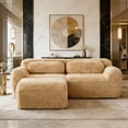 thumbnail image 1 of L-Shaped Boneless Sofa with Chaise, Plush Fabric, No Assembly, Light Khaki, 2-Seater, 1 of 10