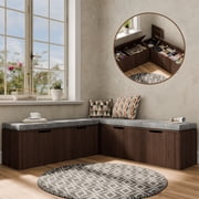 L Shaped Breakfast Nook Bench with Storage, Backless Corner Dining Bench for Dining Room, Kitchen, Entryway