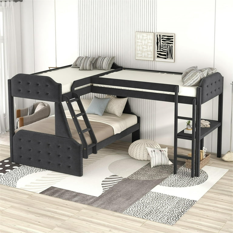 L shaped bunk beds with clearance desk