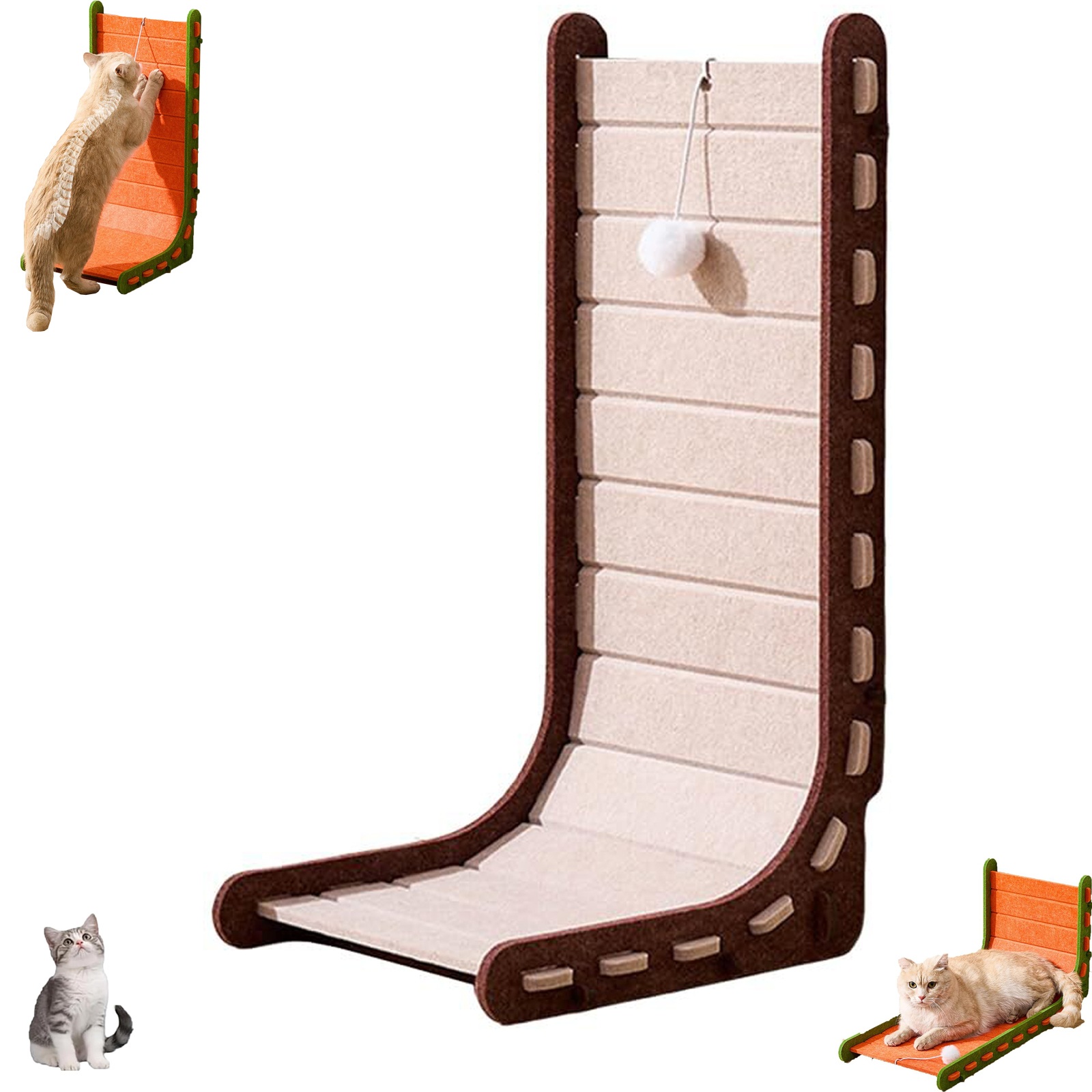 L-Shaped Cat Scratcher Vertical Wall-Mounted Felt & Cardboard ... - Cat Scratching Solutions For Vertical Space