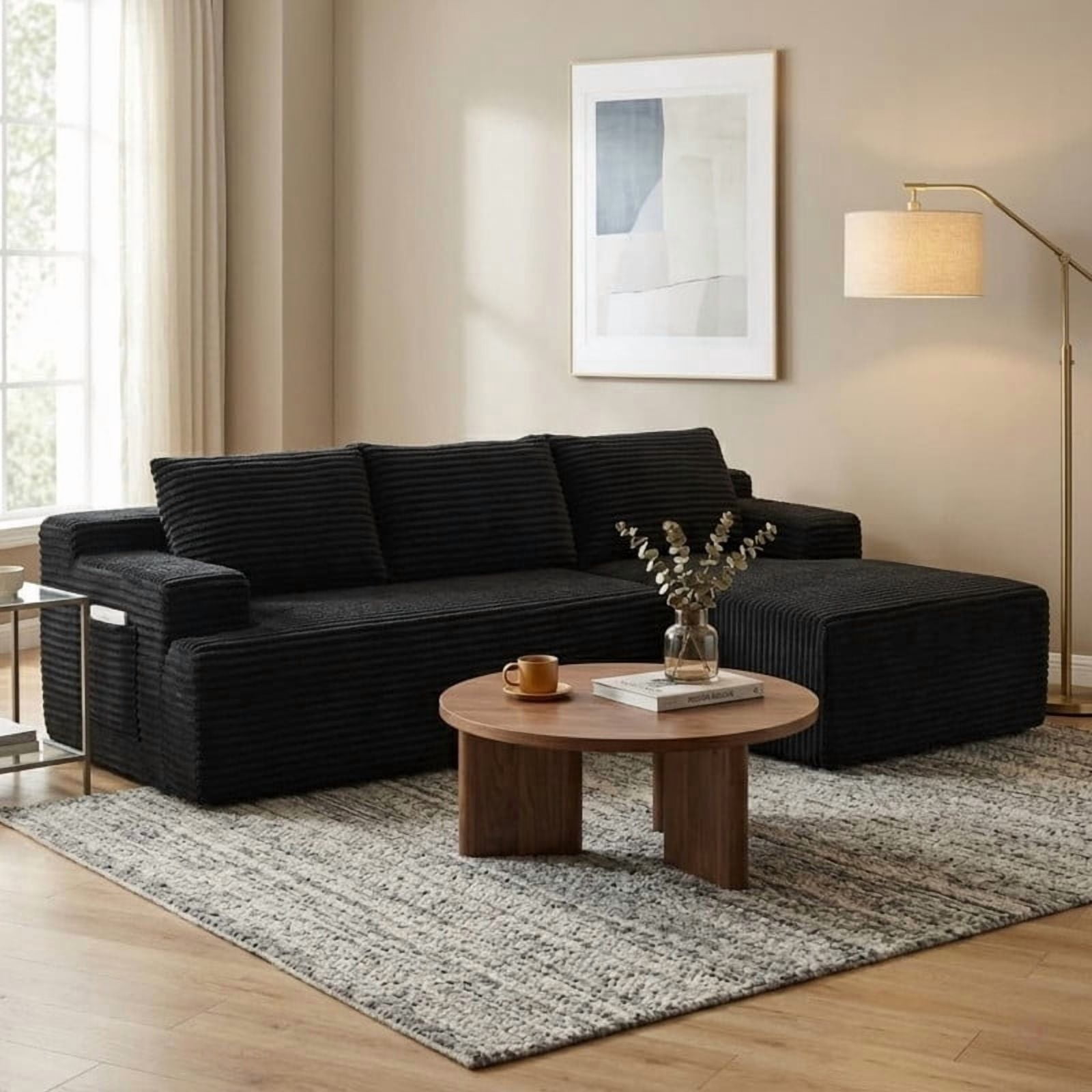 L-Shaped Cloud Sectional Sofa with Deep Seat, Modular Sofa Couch with Chaise for Living Room Apartment, No Assembly Required, Right Facing