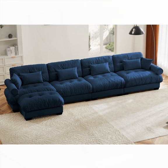 Modern Velvet L Shaped Sectional Sofa 220×80×75cm, Convertible & Comfortable