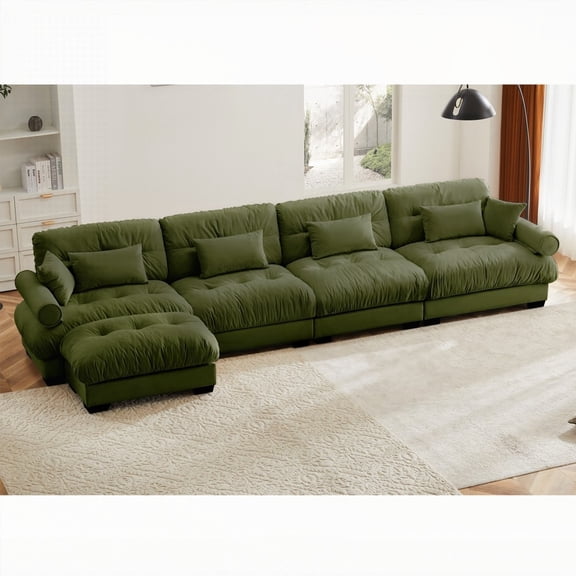 Modern Velvet L Shaped Sectional Sofa for Living Room, 220×80×75cm