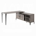 thumbnail image 1 of L-Shaped Computer Desk 65" Gray Oak &amp; Black - Rustic Wood Writing Desk with Storage Cabinet, Metal Frame for Home Office. Corner Workspace Solution., 1 of 5