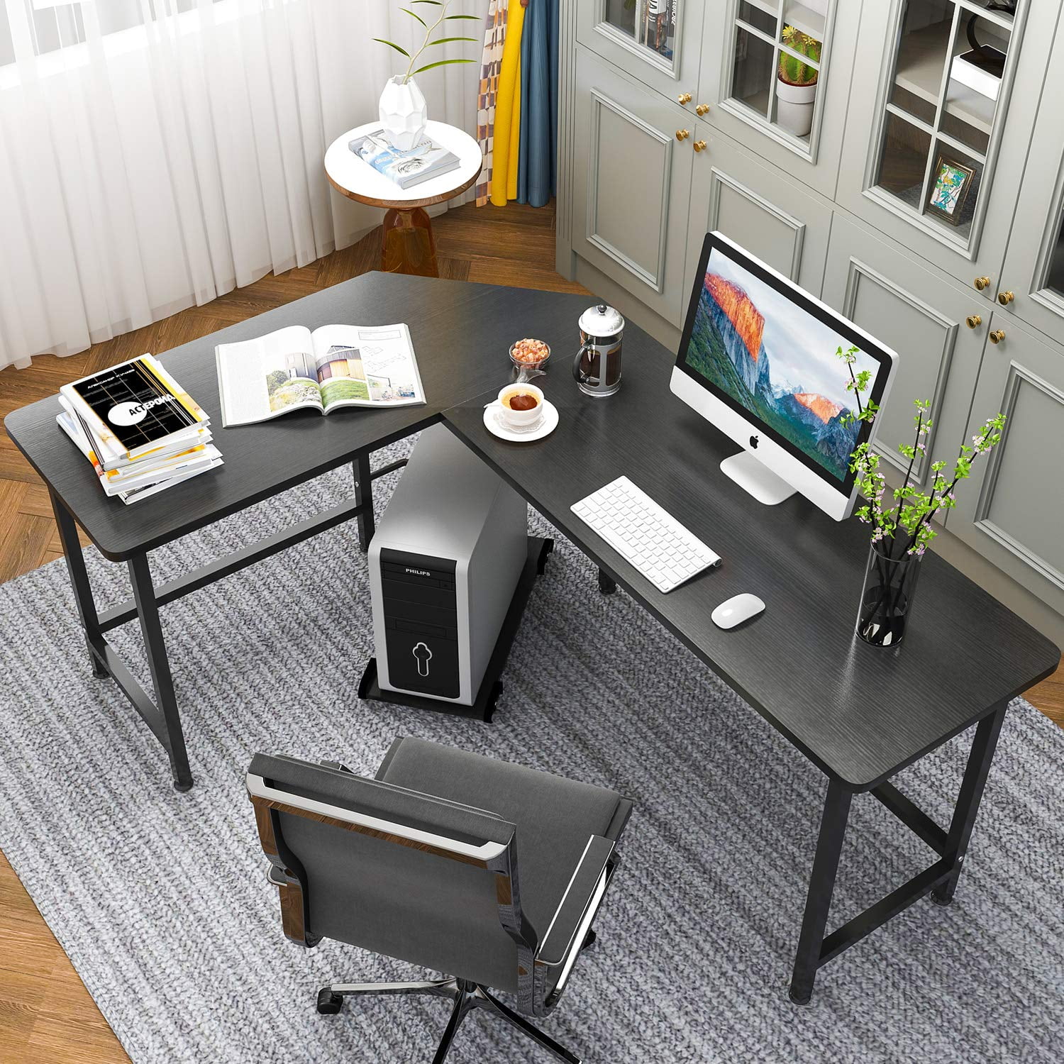 L-Shaped Computer Desk Corner PC Latop Table Study Office Workstation ...