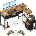 L Shaped Computer Desk with Fabric Drawers and File 53